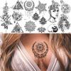 3D Sexy Geometric Temporary Tattoos For Women Girls Moon Chest Mandala Flower Henna Tattoos Stickers Diy Arm Tatoos Star view 1