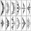 18 Sheets 2023 Black Flower Tattoo Design Temporary Tribal Body Tattoo Sticker Arm Leg Belly Waterproof view 2