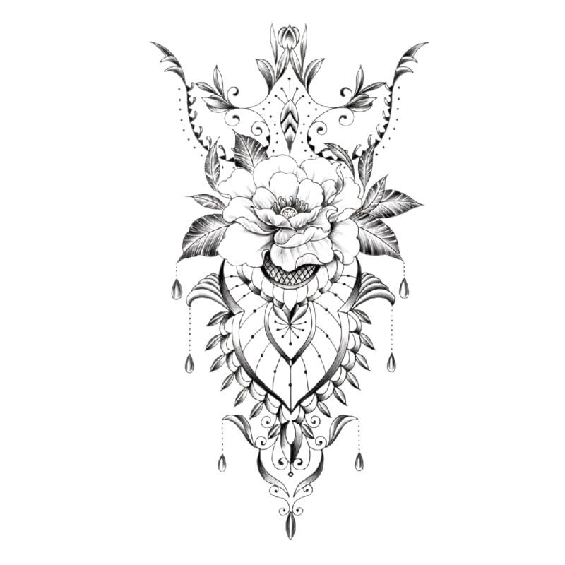10Styles Lotus/Rose Flower Waterproof Temporary Tattoos Men Henna Tatoo Stickers Tattoo Body Art Tattoos
