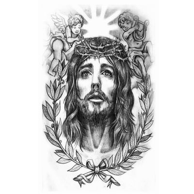2Pcs Prayer Holy Jesus Christ Temporary Tattoo Body Art Sleeve Arm Flash Tattoo Stickers Tattoo Waterproof Henna Tatto