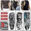 3 Pcs/Lot Large Arm Sleeve Tattoo Tiger Moon Flame Waterproof Temporary Tatto Sticker Lion Body Art Full Tatoo Women Men view 2