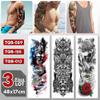 3 Pcs/Lot Large Arm Sleeve Tattoo Tiger Moon Flame Waterproof Temporary Tatto Sticker Lion Body Art Full Tatoo Women Men view 3
