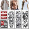 3 Pcs/Lot Large Arm Sleeve Tattoo Tiger Moon Flame Waterproof Temporary Tatto Sticker Lion Body Art Full Tatoo Women Men view 4