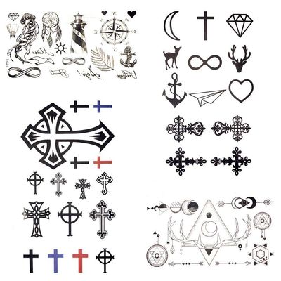 10.5X6Cm Small Gadgets Black Cross Temporary Tattoo Christian Women Body Hands Art Tattoo Stickers Men Diamond Tattoo