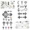 10.5X6Cm Small Gadgets Black Cross Temporary Tattoo Christian Women Body Hands Art Tattoo Stickers Men Diamond Tattoo view 1