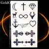 10.5X6Cm Small Gadgets Black Cross Temporary Tattoo Christian Women Body Hands Art Tattoo Stickers Men Diamond Tattoo view 3