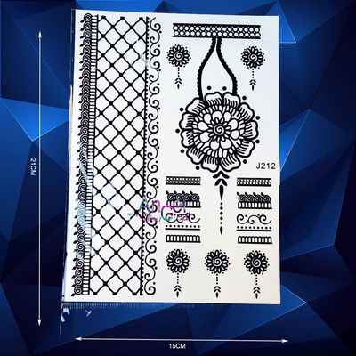 1Pc Black Henna Grid Mesh Pattern Temporary Tattoo Women Body Art Flower Jewel Sticker Abj212 Sexy Wedding Tattoo Brides