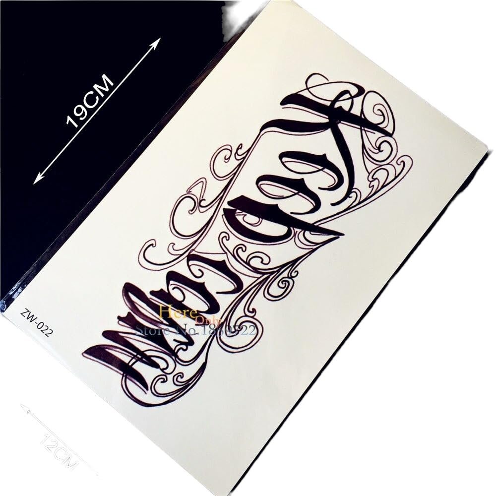 1Pc Black Lettering Women Waterproof Tattoo Sticker Men Hz-22 Sexy Body Arm Words Design Tatoo Transfer Tattoo Leg Shoulder