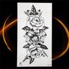 Large Rose Flower Temporary Tattoo For Women Bloosom Peony Tattoos Black Leaves Water Transfer Sexy Floral Tatoos Waist Shoulder view 2