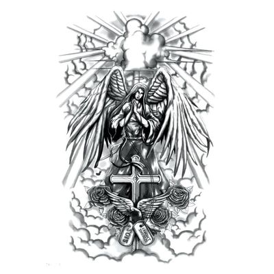 15 * 21Cm Angel Came Into The World Waterproof Temporary Tattoos Men Tattoo Body Tatoo Sleeve Art Henna Tattoo