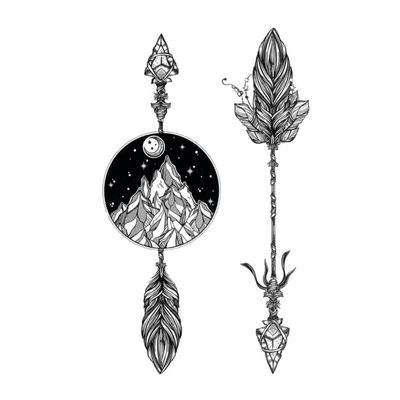 200Pcs Stone Arrow Waterproof Temporary Tattoos For Men Weapon Tatuajes Temporales Hombre Tatoo Sleeve Flash Tattoo