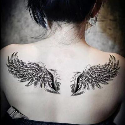 1Pair Black Wings For Shoulder Temporary Tattoo Stickers Men Women Waterproof Tattos Big Size Flash Decals Tatoos