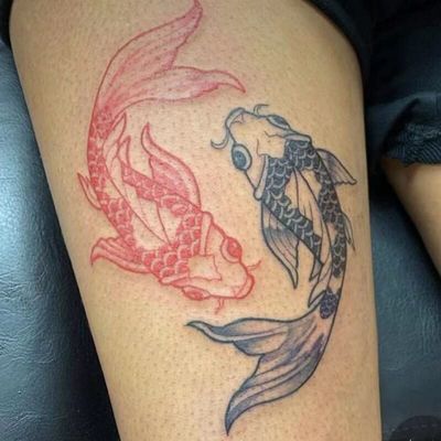 2023 Double Color Cyprinoid Temporary Tattoo Stickers For Men Women Arm Thigh Body Art Fashion Fish Waterproof Tattos
