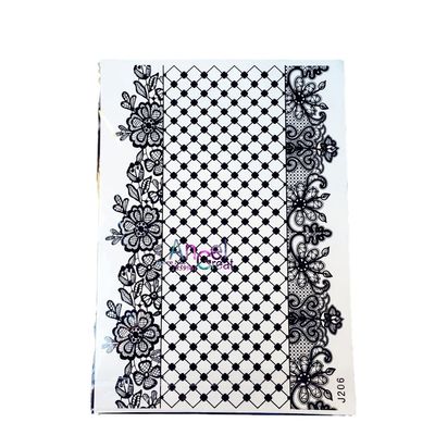 1 Sheet Fashion Removable Tattoo Henna Sexy Women Lace Strap Stencil Abj206 Grid Mesh Pattern Mehndi Temporary Tattoo Stickers