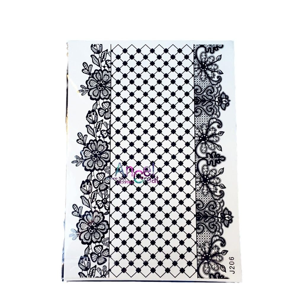 1 Sheet Fashion Removable Tattoo Henna Sexy Women Lace Strap Stencil Abj206 Grid Mesh Pattern Mehndi Temporary Tattoo Stickers