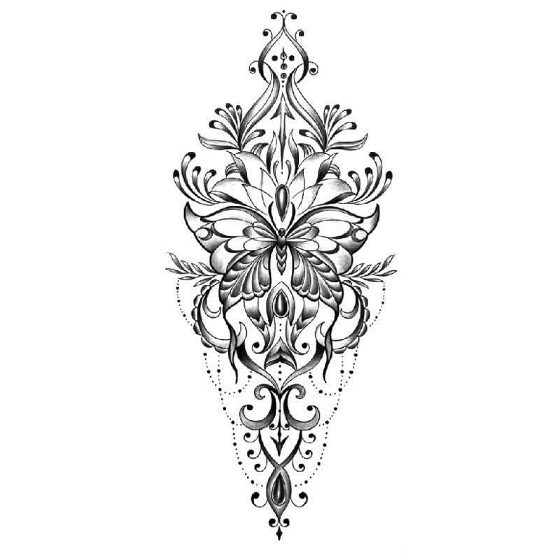 10Styles Lotus/Grey Butterfly/Flower Waterproof Temporary Tattoos Men Henna Tatoo Stickers Tattoo Body Art Tattoos