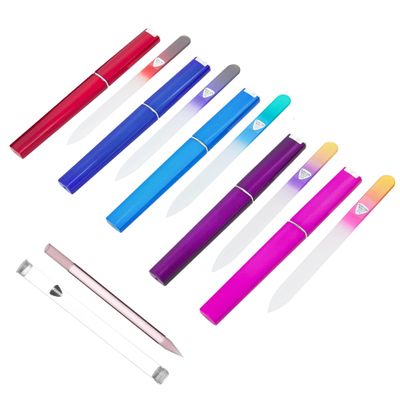 BONA FIDE BEAUTY Czech Glass Cuticle Pusher (Pink) and 5-Pieces Nail File Set. Clean, Trim, Shape Nails