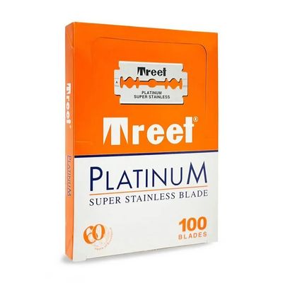 100 Treet Platinum Super Stainless Double Edge Razor Blades - New Space Saving Format