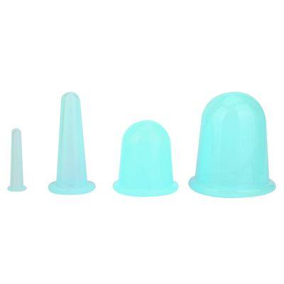 4pcs Silicone Gel Facial Cupping Set,Vacuum Massage Cup Kit,Vaccum Facial Massager Cupping Cup Face Lifting Firming Care for Body Face Neck Back Eye(Green)