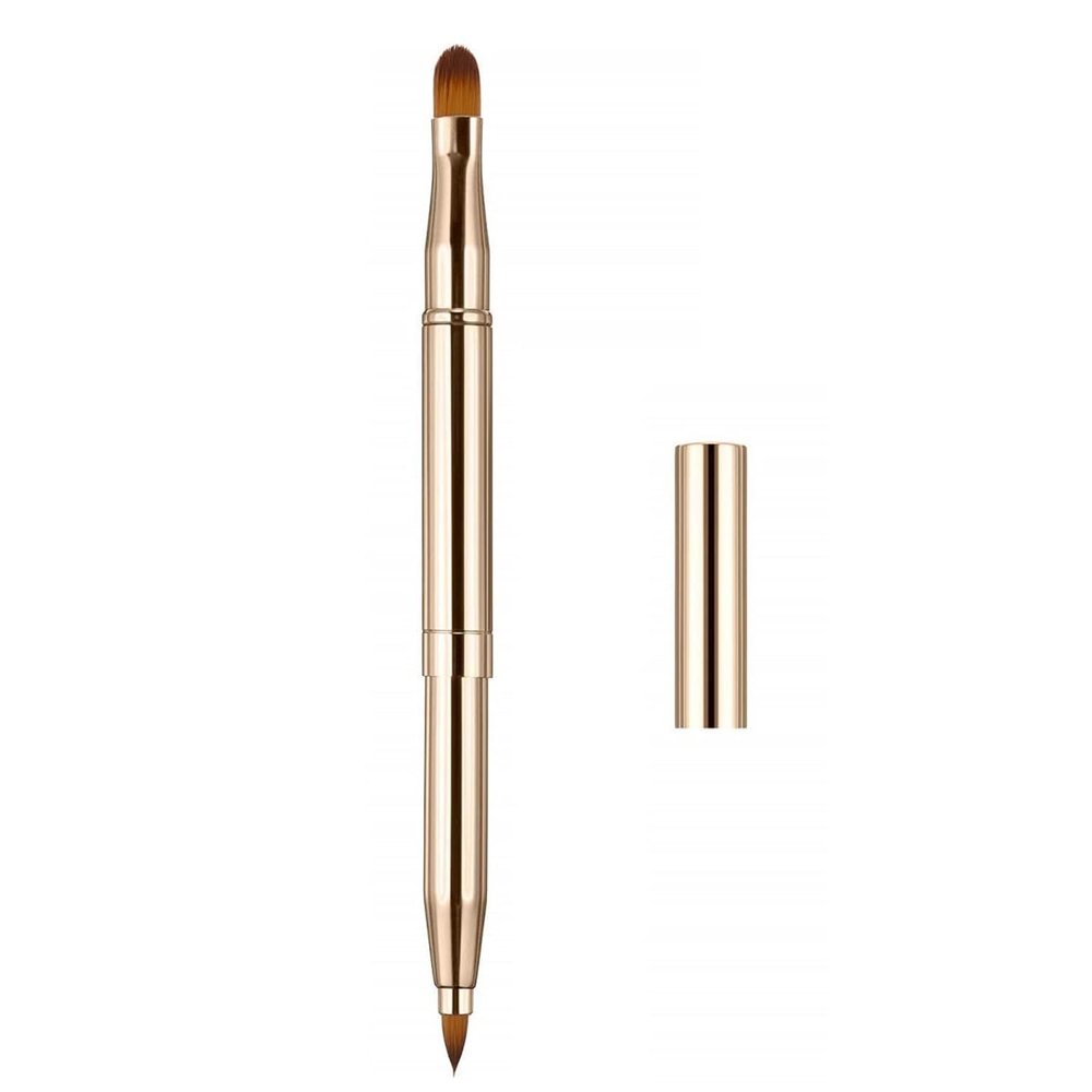AKOAK Lipstick Brush, Exquisite Professional Lip Brush Applicator, Retractable Double Head Lipstick Brush, Lipstick Gloss Makeup Brush Tool for Women and Girls - Pack of 1