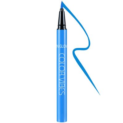 DELISOUL UV Neon Liquid Eyeliner, Matte Colored Eyeliner Pen, Waterproof Smudge-proof Pigmented Eye Liner, Glow Brightly Under UV Lights, Colorful Eye Makeup For Rave Party Music Festival, Neon Blue