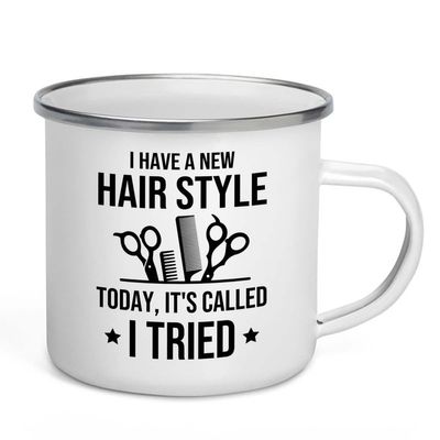Flairy Land Hair Stylist Camper Mug 12oz - A New Hair Style - Hair Stylist Gift Beautician Hairdresser Salon Barber Hairdo Cosmetoloist Scissors Blower