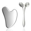 Hysotok Stainless Steel Gua Sha Facial Tools, Face Roller and Gua Sha Set for Facial Massage, Neck, Eyes, Body, Chin Lift, and Skin Tightening (Silver Heart) view 1