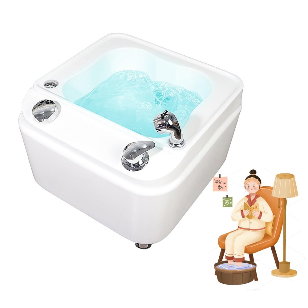 BAYTE Square Footbath Acrylic Massage Footbath Pedicure Spa Bathtub Adjustable Temperature with Pedicure Foot Rest Stress Relief for Fatigue and Tired Feet Salon Massage Equipment.