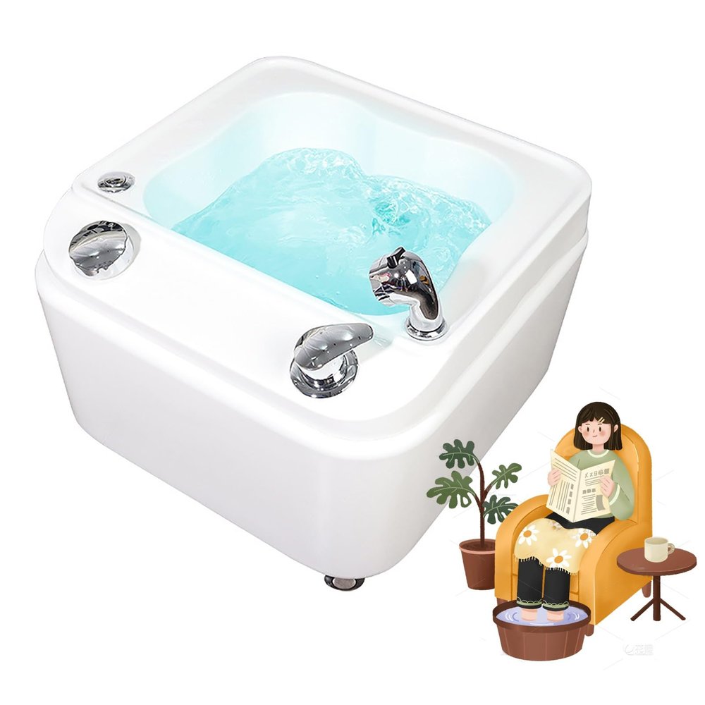 Acrylic Foot Bath Foot Basin Square Footbath Footbath Barrel Foot Bath Adjustable Temperature Bubble Jets Stress Relief for Fatigue and Tired Feet Deep Foot Bath Spa with Massage.