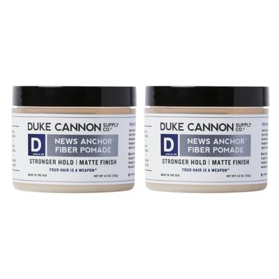Duke Cannon News Anchor Fiber Pomade 2-Pack  4.6 oz Each  Strong Hold Matte Finish Hair Styling Cream for Men  Thickens Texturizes and Adds Fullness with Clean Cedar Sandalwood Scent