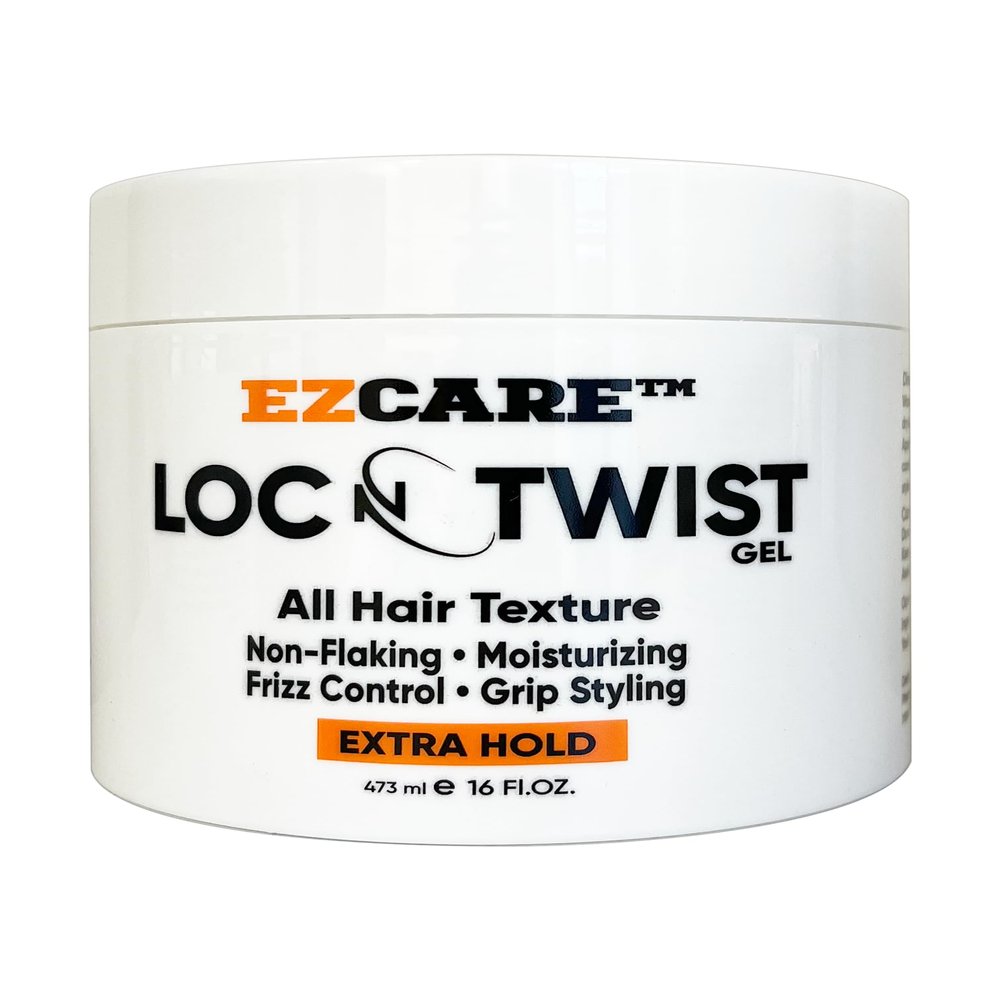 EZCARE LOC N TWIST Gel All Hair Texture (Extra Hold), Non-flaking/Moisturizing/Frizz Control/Grip Styling, (16 oz.)