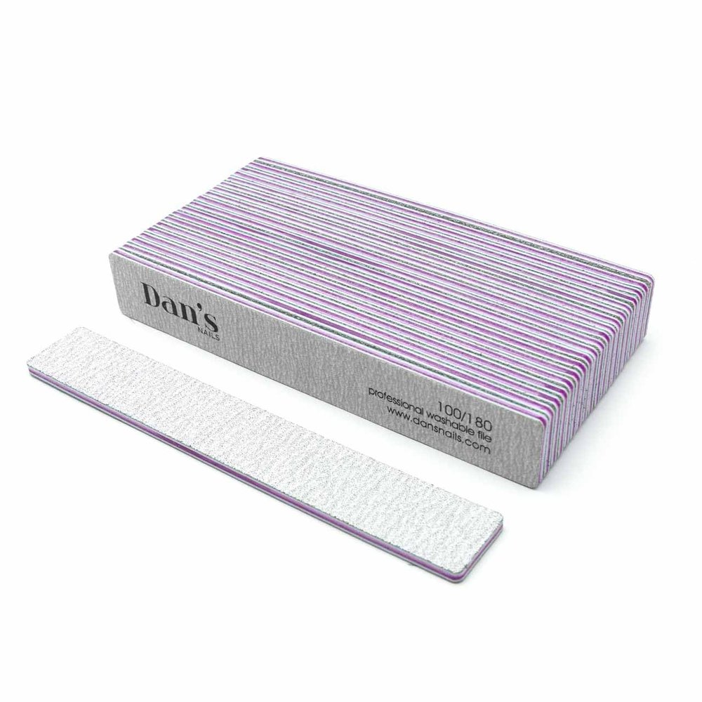 20pcs Square White Zebra Nail File 100/180 Grit Washable Doubled Sides for Acrylic, Gel, and Natural Nails | Professional Technitians and Salon Manicurist Art