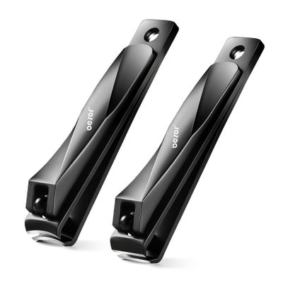 BEZOX Toe Nail Clippers for Men - Straight Blade Toenail Clipper and Curved Blade Fingernail Clippers - Premium Nail Trimmer Cutter for Thick Nails for Seniors - Black