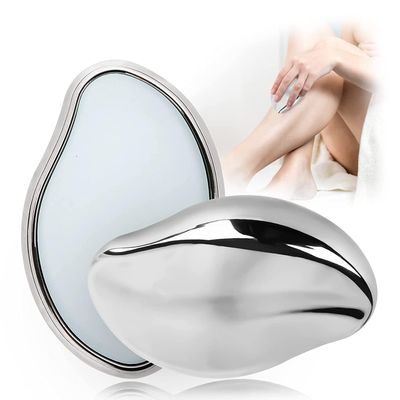 NOBVEQ Crystal Hair Eraser,Reusable Crystal Hair Remover Magic Painless Exfoliation Hair Removal Tool, Magic Hair Eraser for Back Arms Legs Fast & Easy Crystal Hair Eraser for Women and Men (Silver)