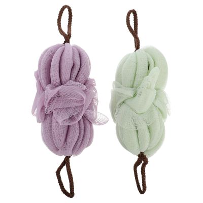 2pcs Bath Shower Loofah Mesh Puff Sponge Back Scrubber Exfoliating Shower Body Sponge Women Bathroom Accessories