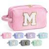 YOOLIFE Gifts for Women Teen Girls Kids - Initial Makeup Bag Cosmetic Bag Toiletry Pouch, Personalized Birthday Gifts for Women Girls Mom Daughter Sister Friends, Pink M view 1