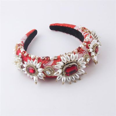 Mokkpeq Handmade Crystal Rhinestone Flower Headbands for Women Girls Thick Hair Bridal Vintage Diamond Hairband