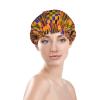 African Tribal Ethnic Texture Reusable Shower Cap For Women,Double Splashproof Shower Cap,Large Size For All Hair Lengths view 3