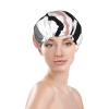 Abstract Triangle Striped Reusable Shower Cap For Women,Double Splashproof Shower Cap,Large Size For All Hair Lengths view 3