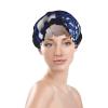 American Thin Blue Line Flag Reusable Shower Cap For Women,Double Splashproof Shower Cap,Large Size For All Hair Lengths view 3