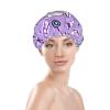 Nurse Pattern Purple Reusable Shower Cap For Women,Double Splashproof Shower Cap,Large Size For All Hair Lengths view 3