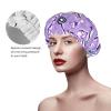 Nurse Pattern Purple Reusable Shower Cap For Women,Double Splashproof Shower Cap,Large Size For All Hair Lengths view 4