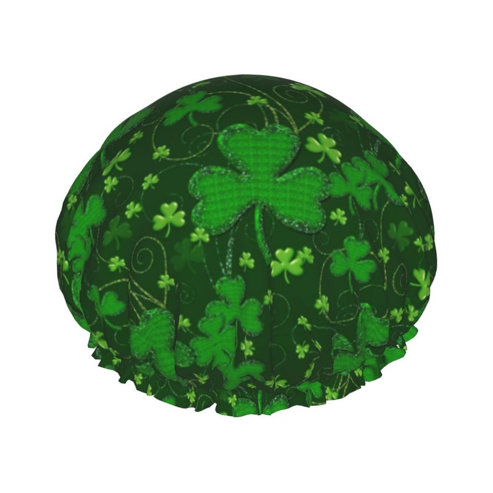 Background St Patrick'S Day Glitter Reusable Shower Cap For Women,Double Splashproof Shower Cap,Large Size For All Hair Lengths