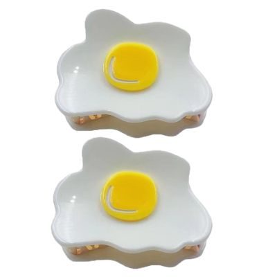 Poached Egg Claw Clips,Fried Eggs Hair Jaw Clip,Food Shape Hair Claw Clip, Acetate Hair Clips for Girls,Small Hair Barrettes for Women,Pack of 2 (S2)