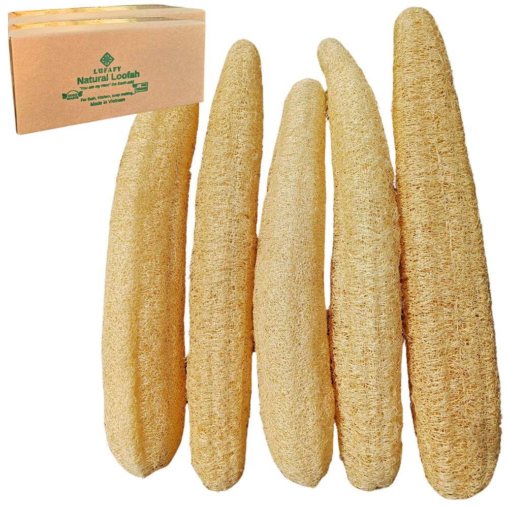 5 Pcs (14  16 Inches) Natural Loofah Sponge | Organic Loofah | Shower Loofah Exfoliating Body Scrubber | Bath for Loofah for Men and Women | (5 - Pack)