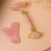 Rose Quartz Roller and Gua sha Set | Reduces Wrinkles, Fine lines and Dark Circles | Pink Jade Roller | Anti-aging Massager for Skin Toning and Tightening for Face, Eyes, Neck view 2