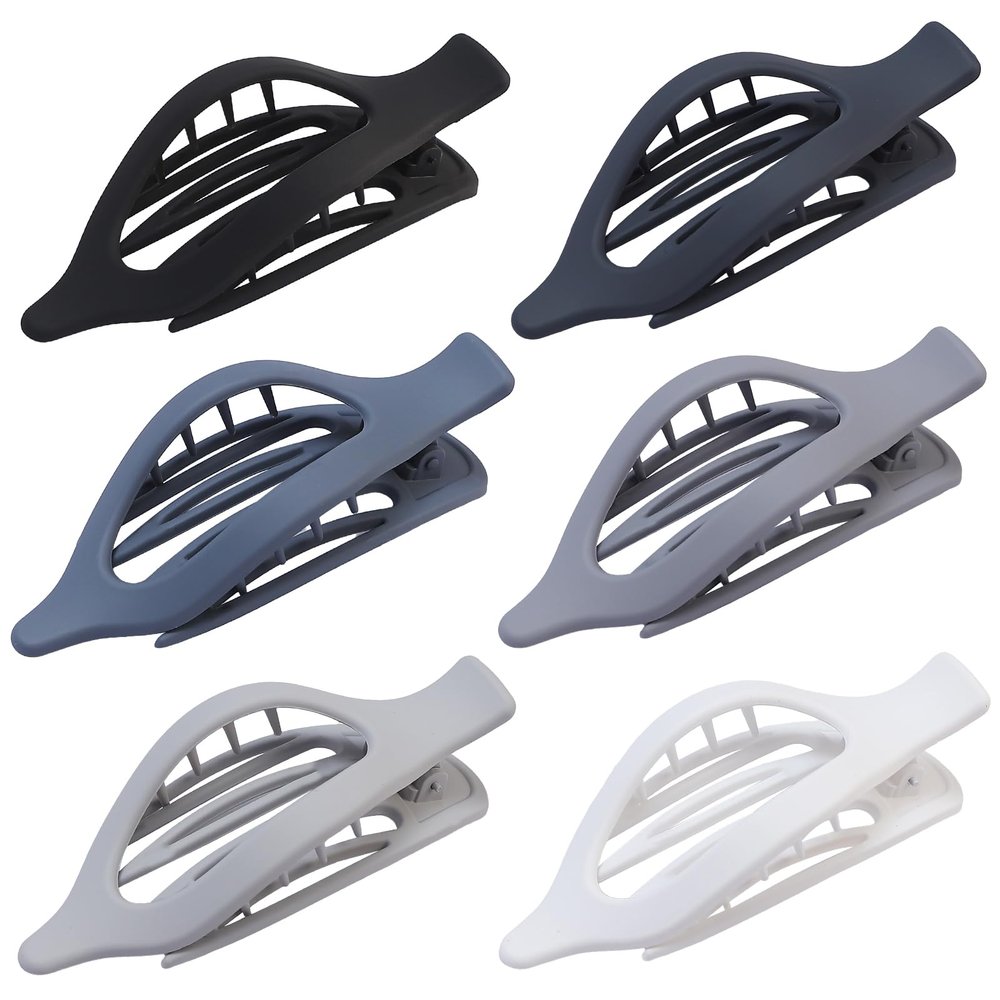 CHANDAT Flat Hair Clip 6 pcs Lay Down Claw Clips Hair Accessories for Women -Grey