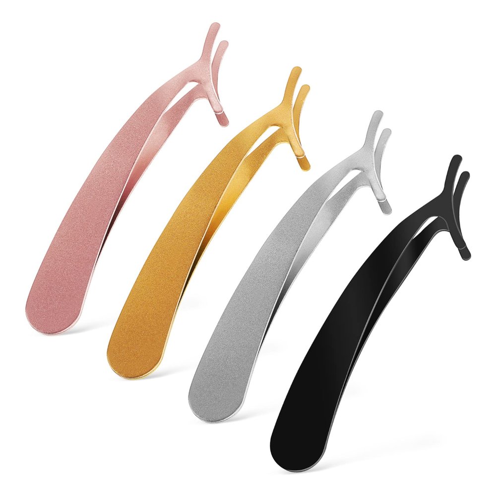 Beatifufu Diy Lash Extensions Kit 4pcs Stainless Steel Lash Tweezers Eyelash Applicator Tools Portable Makeup Tweezers