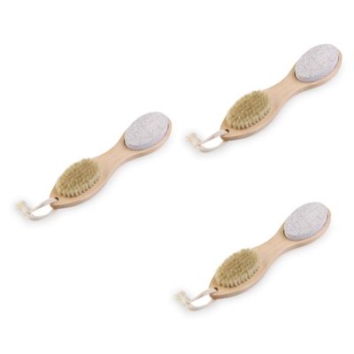 Cabilock 3pcs Foot Care Kit Foot File Nail Brush Pumice Stone Remover Exfoliating Brush Wood Material