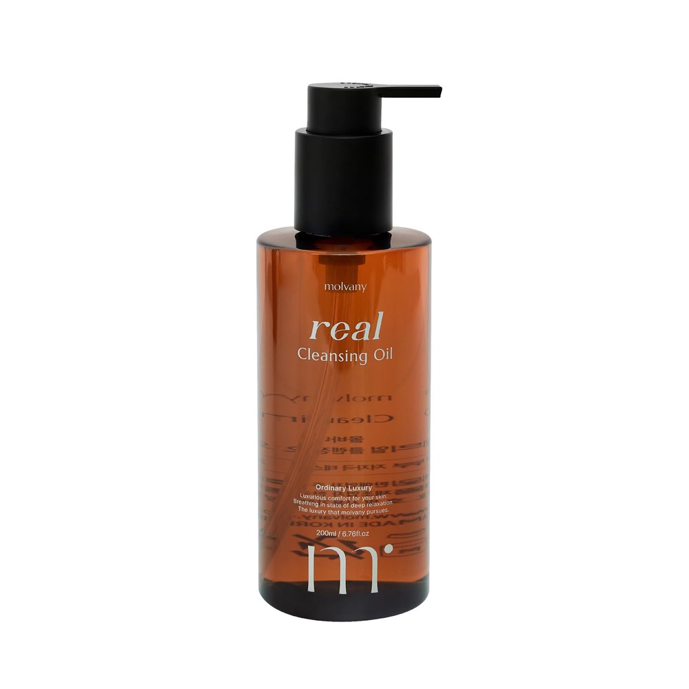 molvany Real Cleansing Oil - Korean Facial Cleanser, Whitehead, Blackhead & Makeup Remover - Complete Plant-Based Oil Cleanser Women Skincare - 6.76 fl. oz